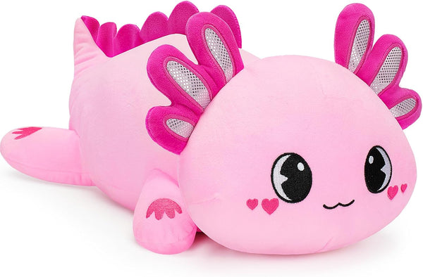 Officygnet Axolotl Plush, 13" Soft Stuffed Animal Toy, Cute Kawaii Plushies for Kids, Pink Axolotl Gift