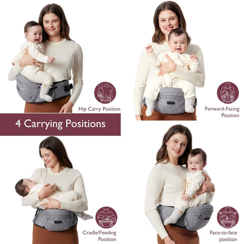 Momcozy 3D 45lbs 27-45IN) Hip Seat Baby Carrier - Adjustable Waistband with Original Belly Protector, Ergonomic Carrier