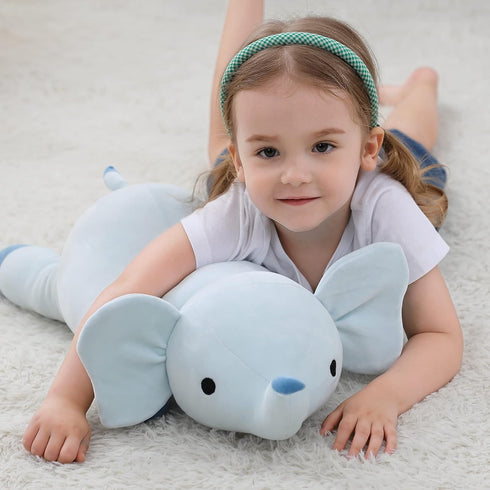 Weighted Stuffed Animals - 4.2Lb Weighted Elephant Plush - 24in Giant Throw Pillow Soft Plushie Doll Toy Gifts
