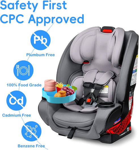 Kids Car Seat Tray, Travel Tray with Cup Holder for Toddler, Kids Car Seat Food Snack Tray for Road Trip, Stroller snack tray travel must haves - Sky Blue by SSPONT