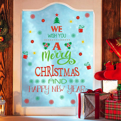 TOARTi Merry Christmas Quotes Wall Decals & Happy New Year Stickers for Christmas Party Supplies