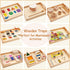 Montessori Wooden Trays with Handles - 3 Pack Small, Medium, Big Quality Wood Trays for Kids Activities, Toy Storage