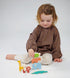 Happy Stacking Safari – 7pc Wooden Stacking Toy for Toddlers – Colorful Balancing Activity Toy with Bag