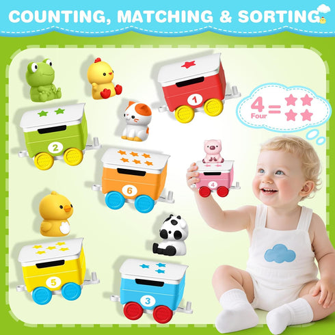 1-3, Counting, 6 12-18M Learning Toy for Toddlers Electric Toys Trains with Lights, Music & Steam, Matching & Sorting