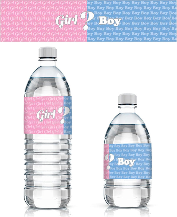 Gender Reveal Water Bottle Labels, 20 Count Pink and Blue Team Boy or Team Girl Stickers