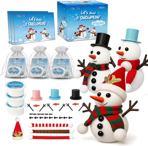 Hophine 3Pack Build a Snowman Kit, Molding Clay Snowman Kit, Christmas DIY Crafts