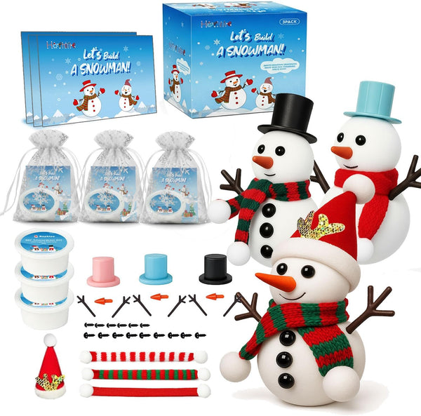 Hophine 3Pack Build a Snowman Kit, Molding Clay Snowman Kit, Christmas DIY Crafts