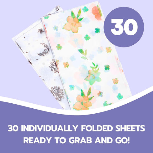 30 Pack 49"x49" 100% 30 Pack) Disposable Splat Mats by Eli with Love - Extra Large Waterproof Baby Splat Mat for Under