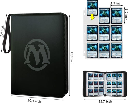 Trading Card Binder,9-Pocket Binder for Trading Cards Holds 720 Cards,Premium Collector Card Album for Standard Cards,Card Collection Folder for MTG,TCG,Yugioh,Game Cards(Black 2) by MTGPRO