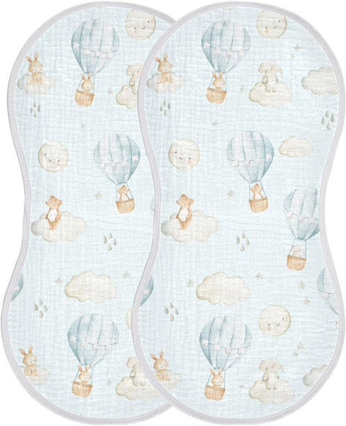 YYZZH Hot Air Balloon Elephant Rabbit Bear Muslin Burp Cloths for Baby 2