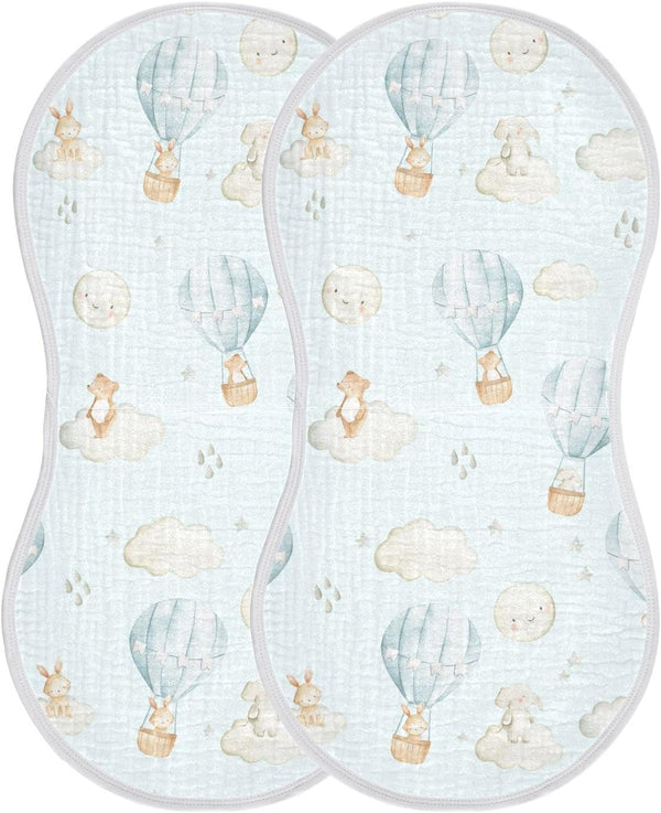 YYZZH Hot Air Balloon Elephant Rabbit Bear Muslin Burp Cloths for Baby 2
