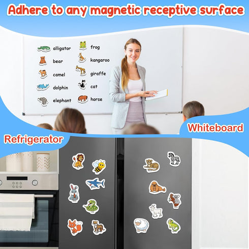40 Animal Magnets for Kids, Refrigerator Fridge Magnets, Magnetic Animal Toys for Toddlers, Educational Toys for