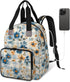 Shoblo Checkered Background Flowers Diaper Bag Backpack for Travel, Waterproof Diaper Bag with