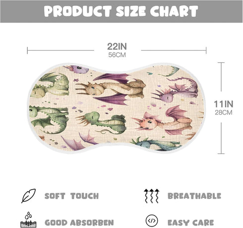 YETTASBIN Watercolor Dragon Muslin Baby Burp Cloth, Super Soft Absorbent Cotton Burp Rag Baby Bibs Feeding Cloth