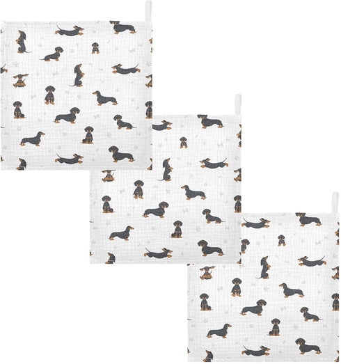 11.8 11.8 inch, sizex3 vvfelixl Baby Cotton Washcloths Black Dachshund Infants Bath Towel for Unisex Face Towels