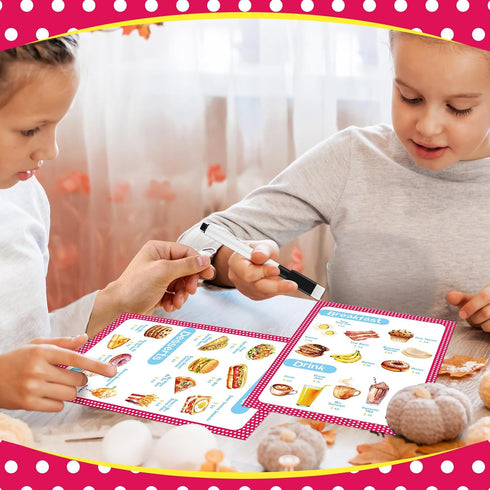 6 Set Yinkin Pcs Pretend Restaurant Menu for Kids Restaurant Order Pads Erasable Pen Food Diner Play for Kids Toddler