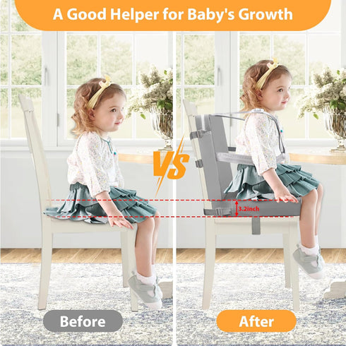 5 Toddler Booster Seat for Dining Table, Point Buckle Child Booster Seat for Table with Backrest, PU Waterproof Easy