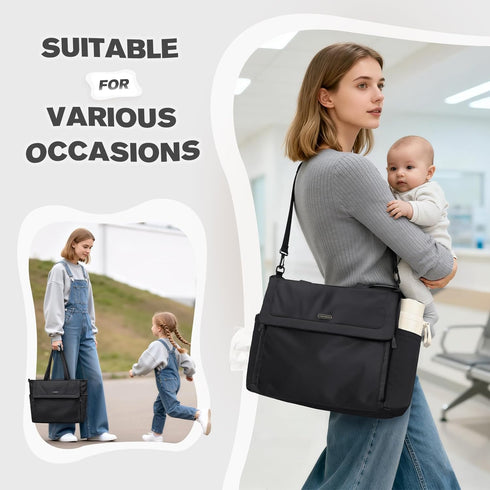 14L Large Puffer Diaper Tote Bag - Stylish Travel Bag for Moms