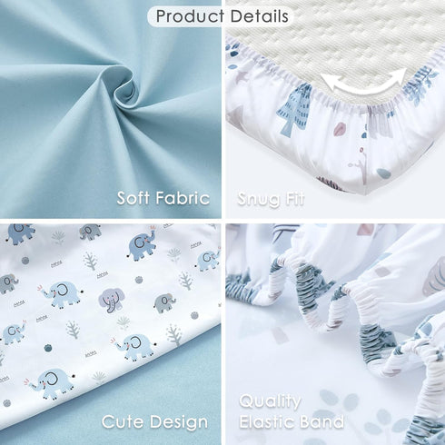 4 Pack 35"x20" AMKE(3 1) Baby Bassinet Sheets - Bedside Bassinet Sheets for Newton, Ezebaby, in & Other Large Bedside