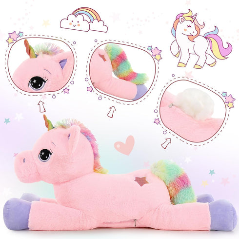 Tezituor 43in Giant Unicorn Plush Toys - Big Pink Unicorn Stuffed Animals, Great Gifts for Girls