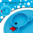 Baby Divided Plate Silicone - Portable Non Slip Feeding Plate with Suction Cup for Kids, BPA Free (Duck-Blue)