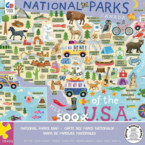 500 Ceaco - National Parks Map - Piece Jigsaw Puzzle