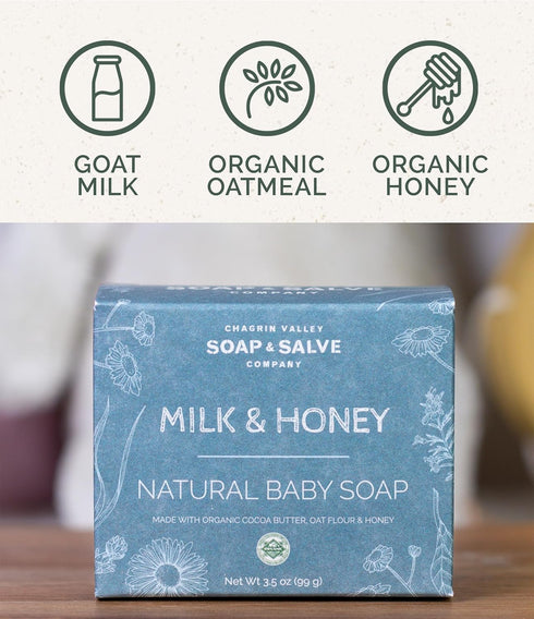 3.5 oz Chagrin Valley Soap & Salve Baby Shampoo Baby Soap Bar from Oat, Honey & Goat Milk - Unscented & Moisturizing