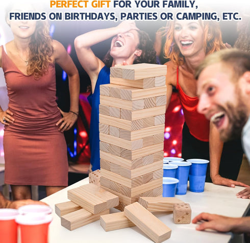 Megwoz 57 4.2FT Giant Tumble Tower Games for Kids and Adults Blocks New Zealand Pine Wooden Blocks Stacking to Over