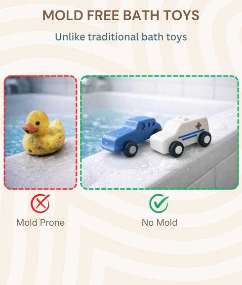 3+ 5 Pack Set Silicone Toy Cars for Kids Ages Soft, Safe Non-Toxic Silicone Cars with Smooth Rolling Wheels, Quiet