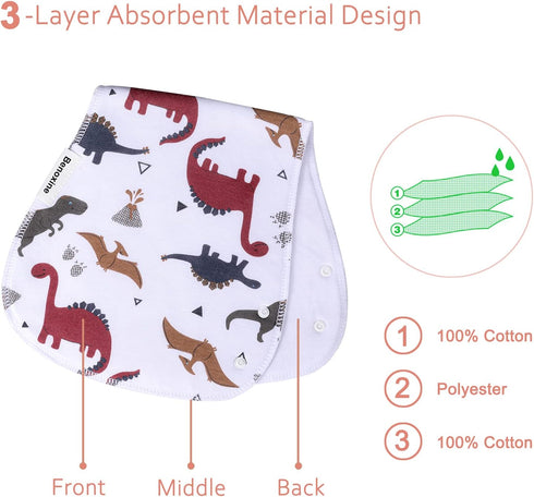 2-in-1 3 Set 12 Pack Baby Burp Cloths & Baby Bibs Design Large Size Layers Thicken Cotton Super Absorbent and Soft Baby