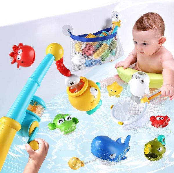 Aprilwolf Bath Toys for Kids, Magnetic Fishing Toys with Storage Bag and