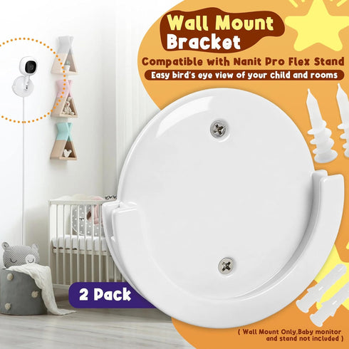 Terixe 2 Pack Wall Mount Bracket Compatible with Nanit Flex Multi-Stand - Round, White, Durable ABS Material, Easily