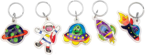 Baker Ross Ltd Solar System Super Shrink Keyrings, Arts and Crafts for Kids, Pack of 8