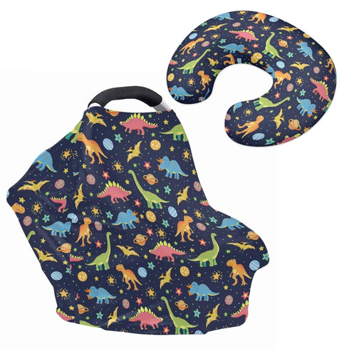 Sarogrorin Multicolor Dinosaur Carseat Covers Unisex Breathable Breastfeeding Covers Nursing Pillow Cover Infant