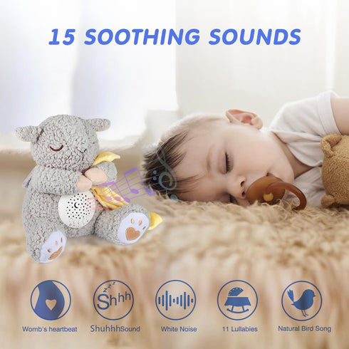 BEREST Rechargeable Baby Sleep Soother, Mom's Heartbeat Babies Cry Sensor Lullabies & White Noise Sound, Nursery Decor
