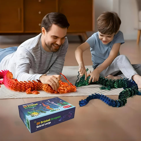 35.4'' 3D Large Printed Dragon Toy - Upgraded Big Articulated Dragon for Creative Play, Home Office Desk Decor