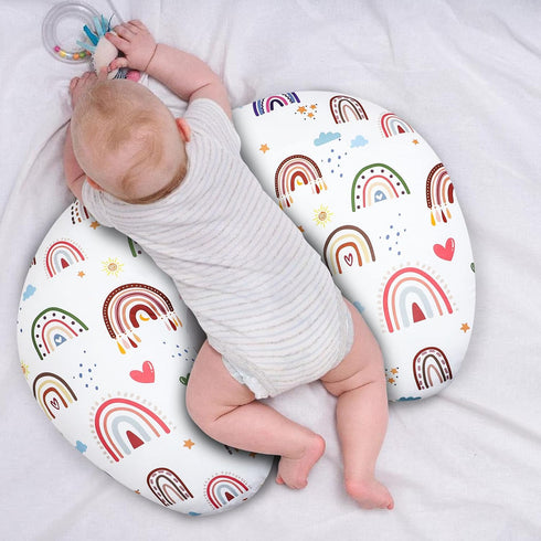 Rainbow Nursing Pillow Cover, Breastfeeding Pillow Slipcover for Baby Girls/Boys, Soft Snug Fits On Newborn Feeding