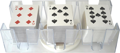 DNB Revolving Playing Card Tray, 9 Deck Plastic Rotating Canasta Card Holder