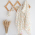 Set Set, LifeTree Newborn Swaddle with Matching Hat and Bow Wooden Birth Announcement Card, Floral Baby Girl Newborn