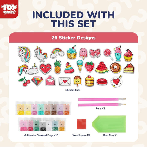 TOY Life Diamond Painting Kits for Kids, 26pcs Unicorn Diamond Art Stickers, Gem Art Craft Kits for Ages 3-12