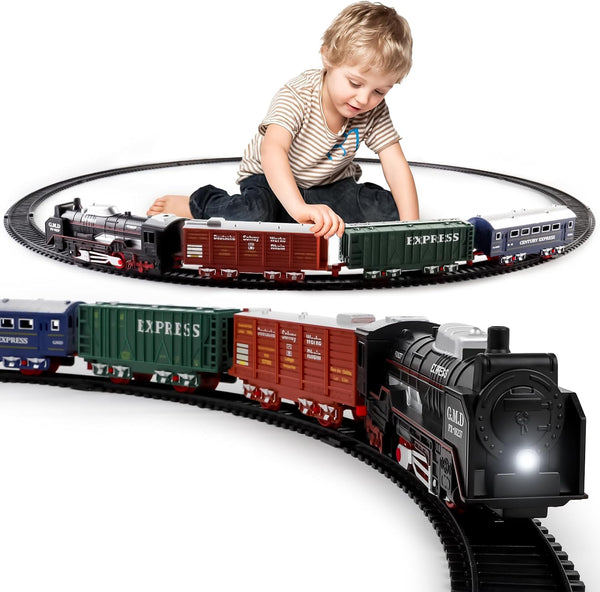 deAO Christmas Train Set Toys for Kids, Toy Train Track Locomotive Engine