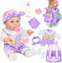 12" Flower Pattern Baby Doll With Backpack Carrier Can Store Clothes and