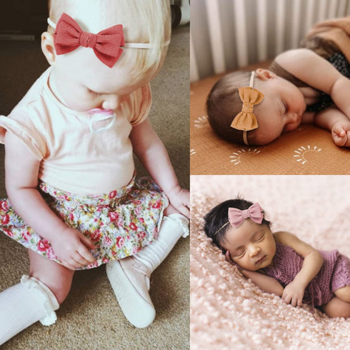 Baby Girl Headbands and Bows, Newborn Infant Toddler Nylon Elastic Hair Accessories