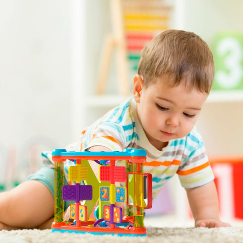 Lollipop Interactive Toddler Activity Triangle - Montessori Activity Cube for Play and Learning with Shapes and Colors