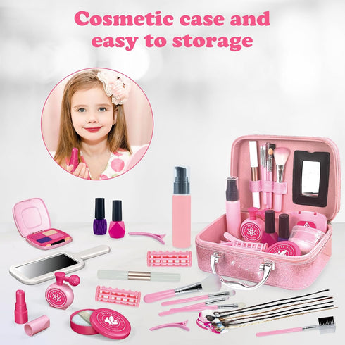 Set, 3-8 RedCrab Kids Beauty Salon Toy Girls Salon Hair Stylist Pretend Makeup Kit Includes Kids Hair Dryer, Comb
