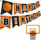 Basketball Happy Birthday Banner, Slam Dunk Party Decoration Supplies for Kids Teenagers B-day Photo Prop