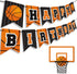 Basketball Happy Birthday Banner, Slam Dunk Party Decoration Supplies for Kids Teenagers B-day Photo Prop