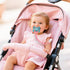 4-Pack Dummy, Dummies, Silicone Pacifier Clip with Adapter Ring Fits MAM Soft Flexible Binky Holder for Button-Style