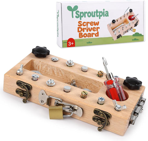Sproutpia Screwdriver Board Set Montessori Toys for 3 Year Old,Wooden Screw Driver Activities
