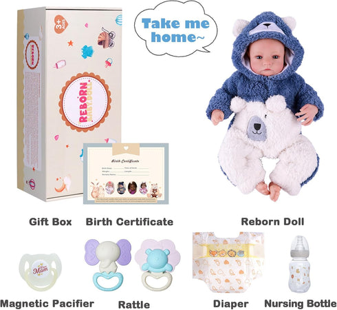 17 Inch 3 BABESIDE Lifelike Reborn Baby Dolls Boy - Handmade Realistic Baby Doll Cloth Soft Body Realistic-Newborn